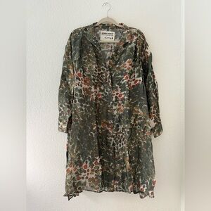 Henrik Vibskov Multicolor Button-Up Tunic Top Dress with Slits Linen-Silk Sz OS